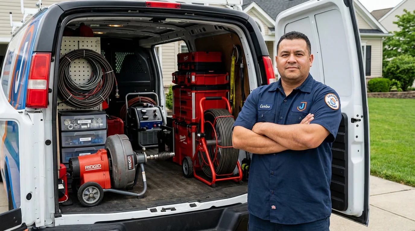 Professional drain cleaning equipment and Johns Plumbing LLC plumber in Whitestown