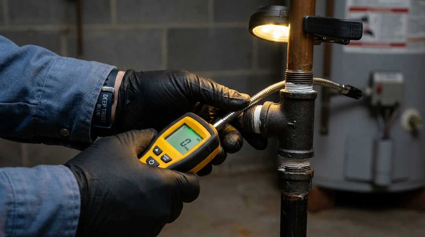 Gas leak detection with electronic sniffer by Johns Plumbing LLC in Whitestown