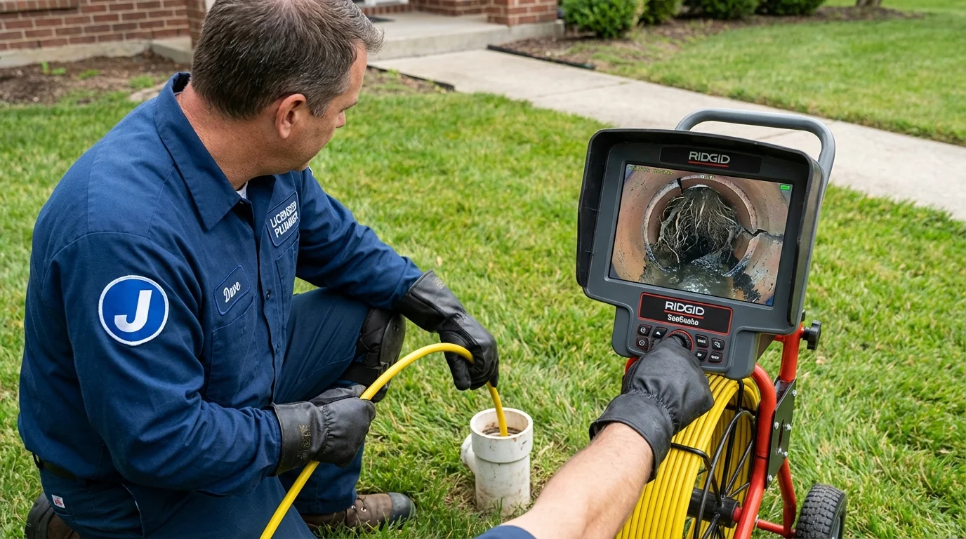 Sewer camera inspection being performed by Johns Plumbing LLC in Whitestown